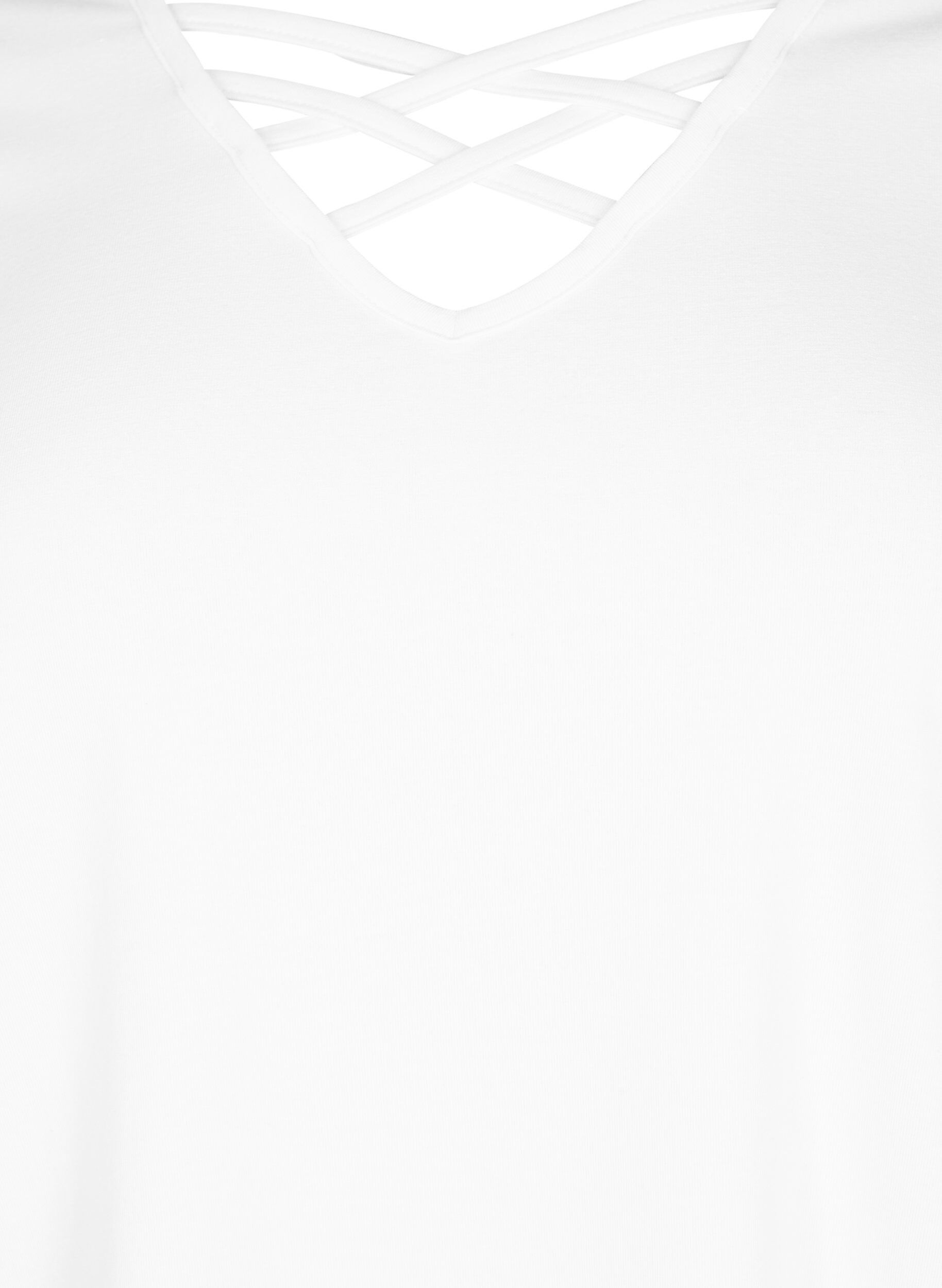 Zizzi T-Shirt mit V-Ausschnitt und Kreuzdetails, Warm Off-white, Packshot image number 2