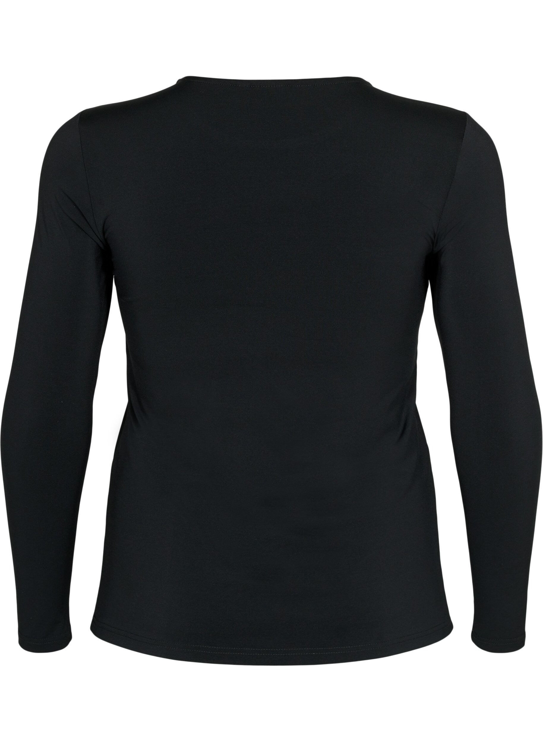 Zizzi Ausschnittbluse mit langen &Auml;rmeln, Black, Packshot image number 1