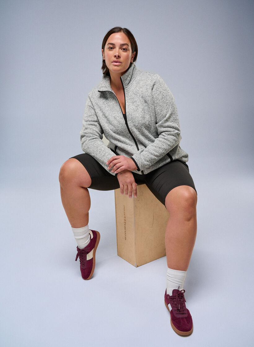 Jersey-Cardigan mit hohem Kragen und Rei&szlig;verschluss, Grau, Image image number 0