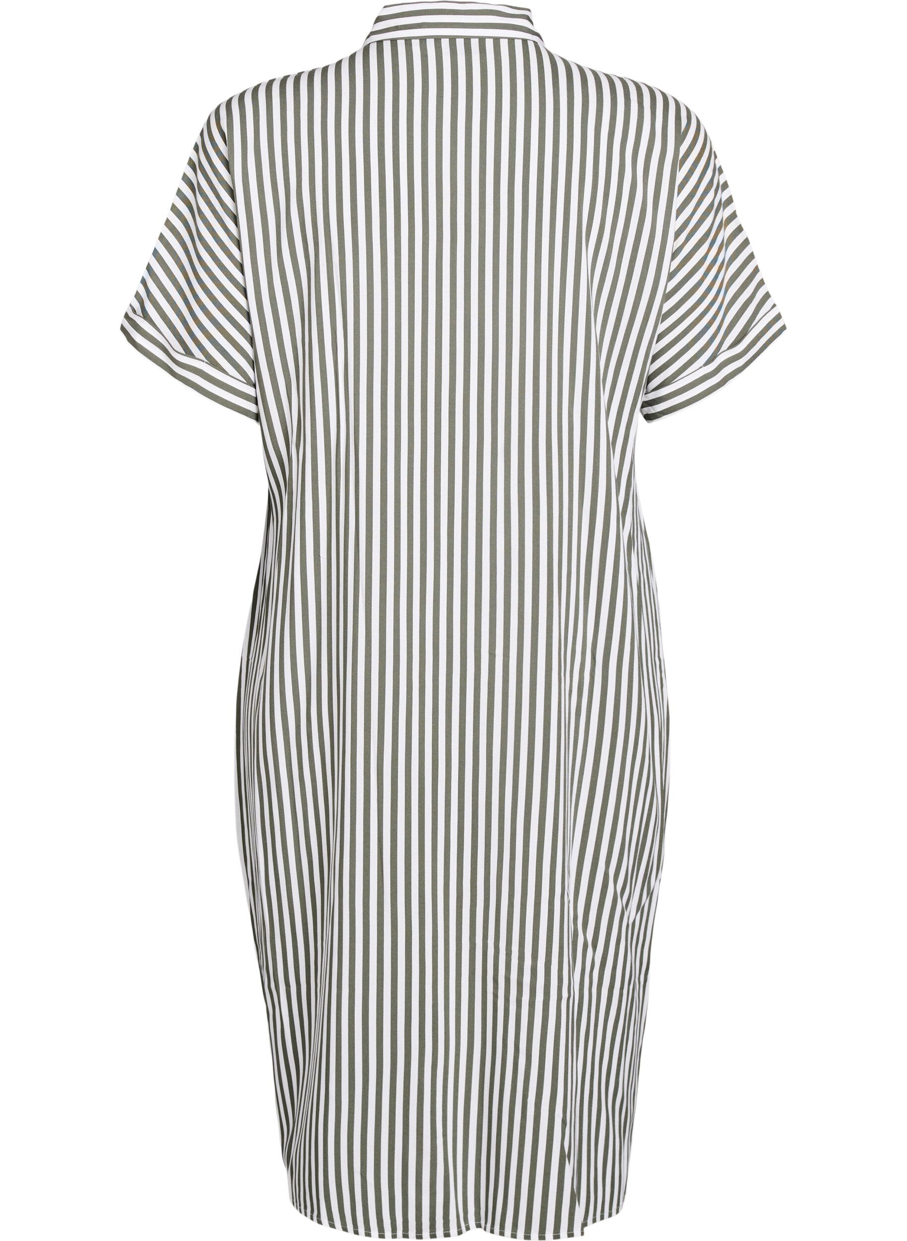 Zizzi Langes Hemdkleid mit kurzen &Auml;rmeln, Gr&uuml;n, Packshot image number 1