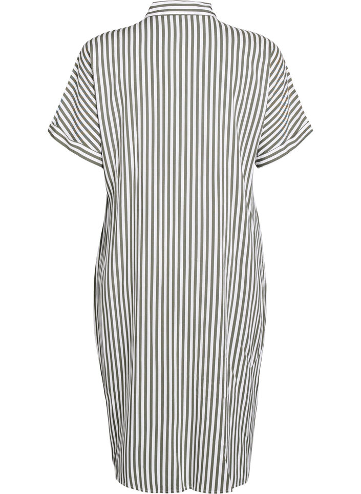 Langes Hemdkleid mit kurzen &Auml;rmeln, Gr&uuml;n, Packshot image number 1