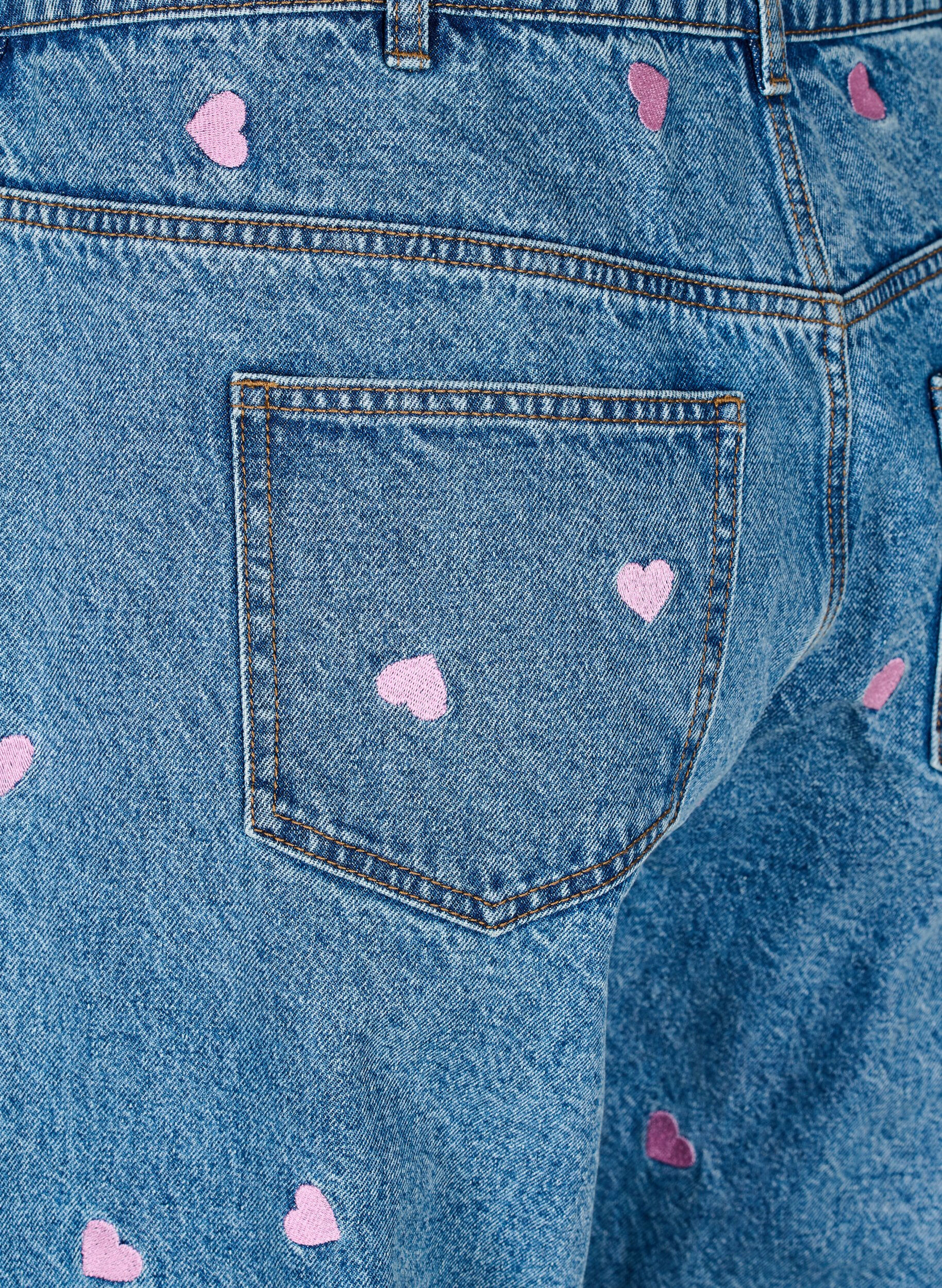 Zizzi Mille Mom Fit Jeans mit Stickerei, Blau, Packshot image number 3