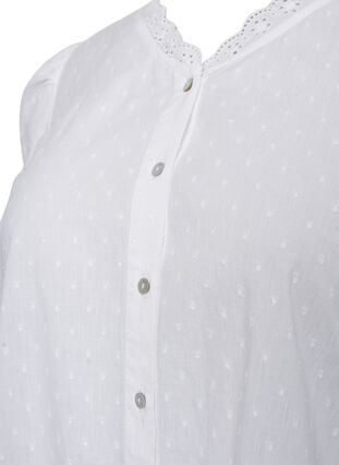 Strukturierte Hemdbluse mit Anglais-Stickerei, Bright White, Packshot image number 2