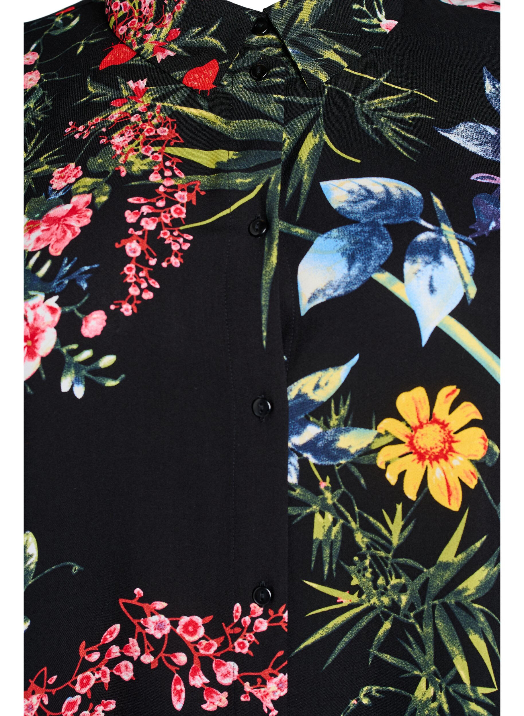 Zizzi Locker geschnittenes langes Hemd aus Viskose, Schwarz, Packshot image number 2