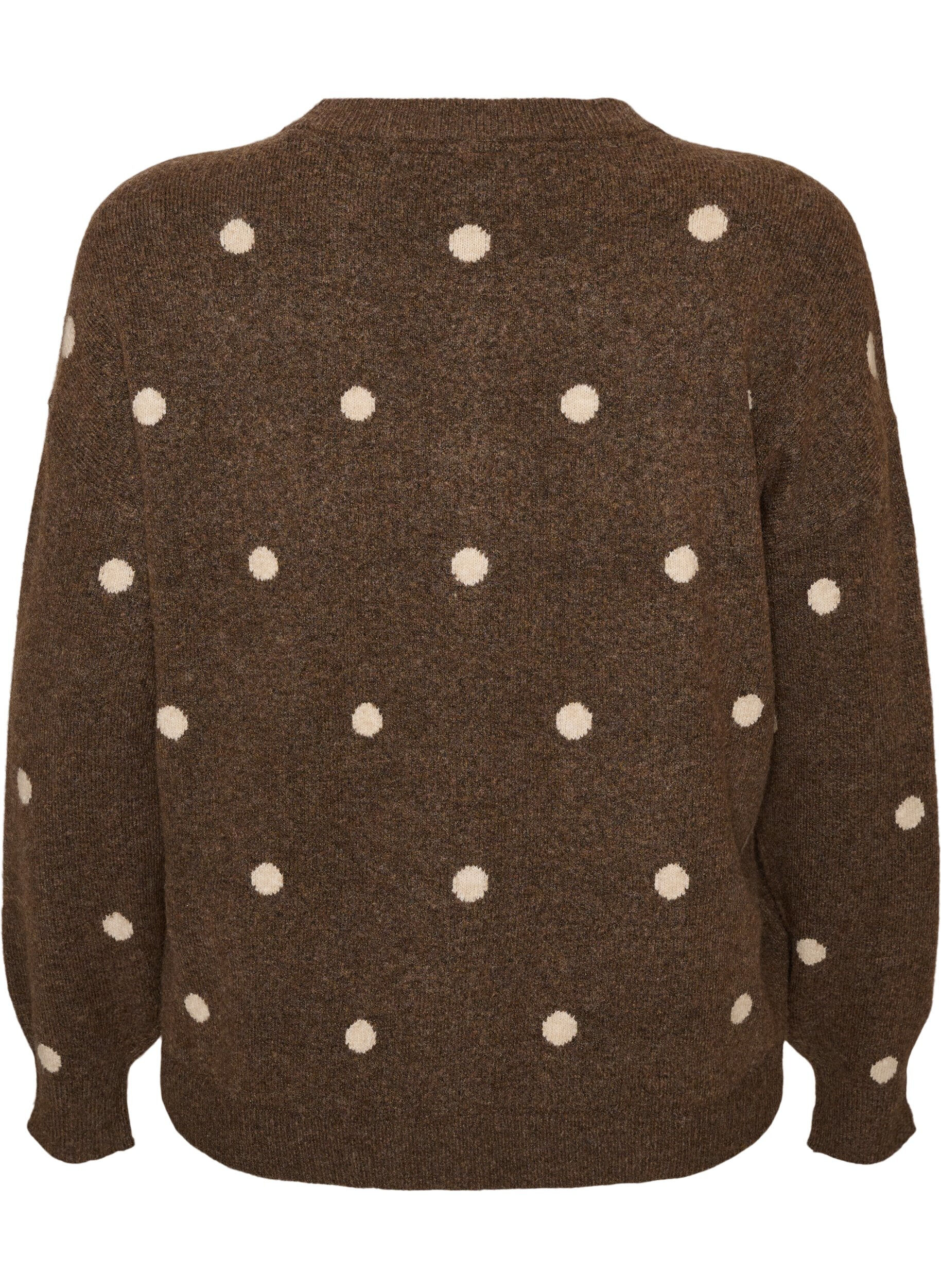 ZizziStrickjacke mit Punktmuster, Braun, Packshot image number 1