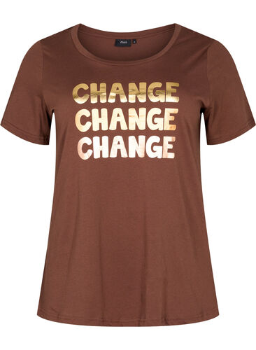 Kurzärmeliges Baumwoll-T-Shirt, Chestnut Change, Packshot image number 0