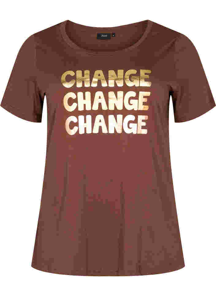 Kurzärmeliges Baumwoll-T-Shirt, Chestnut Change, Packshot image number 0