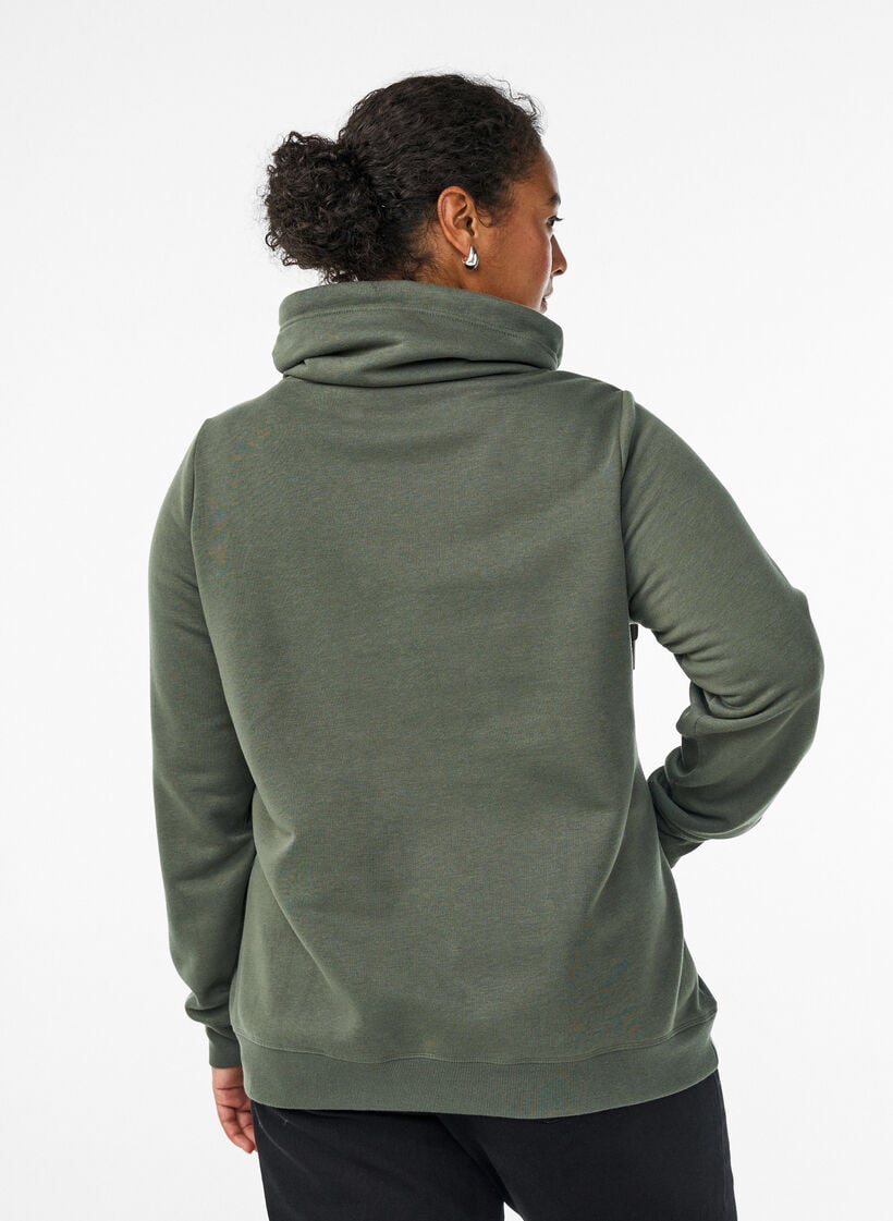 Sweatshirt mit Stehkragen und Taschen, Gr&uuml;n, Model image number 2