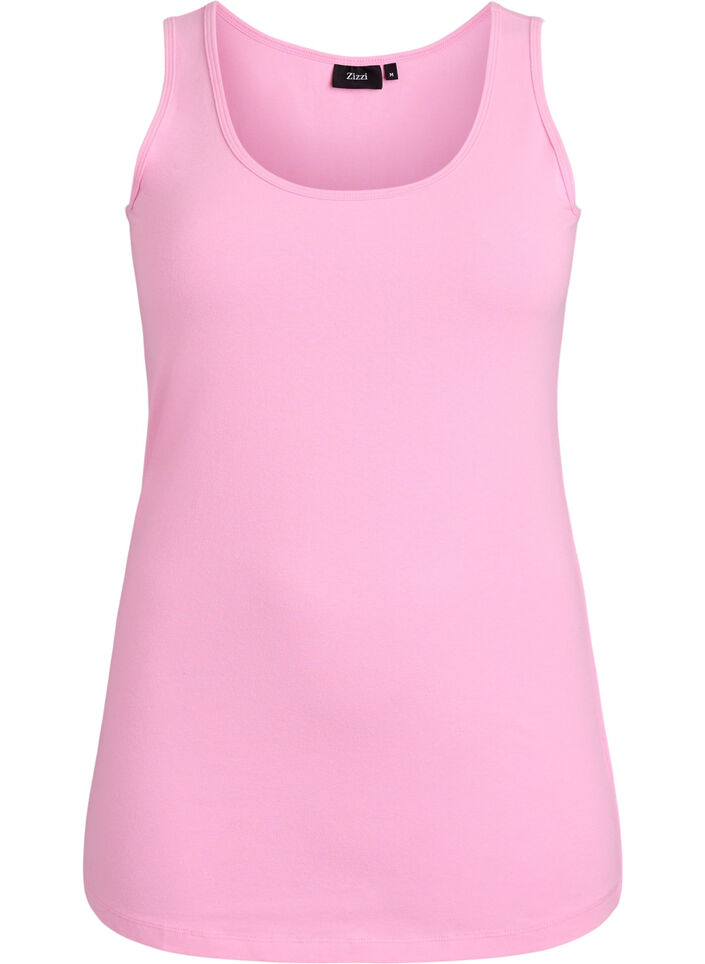Solide Farbe Grundoberteil aus Baumwolle, Pink, Packshot image number 0