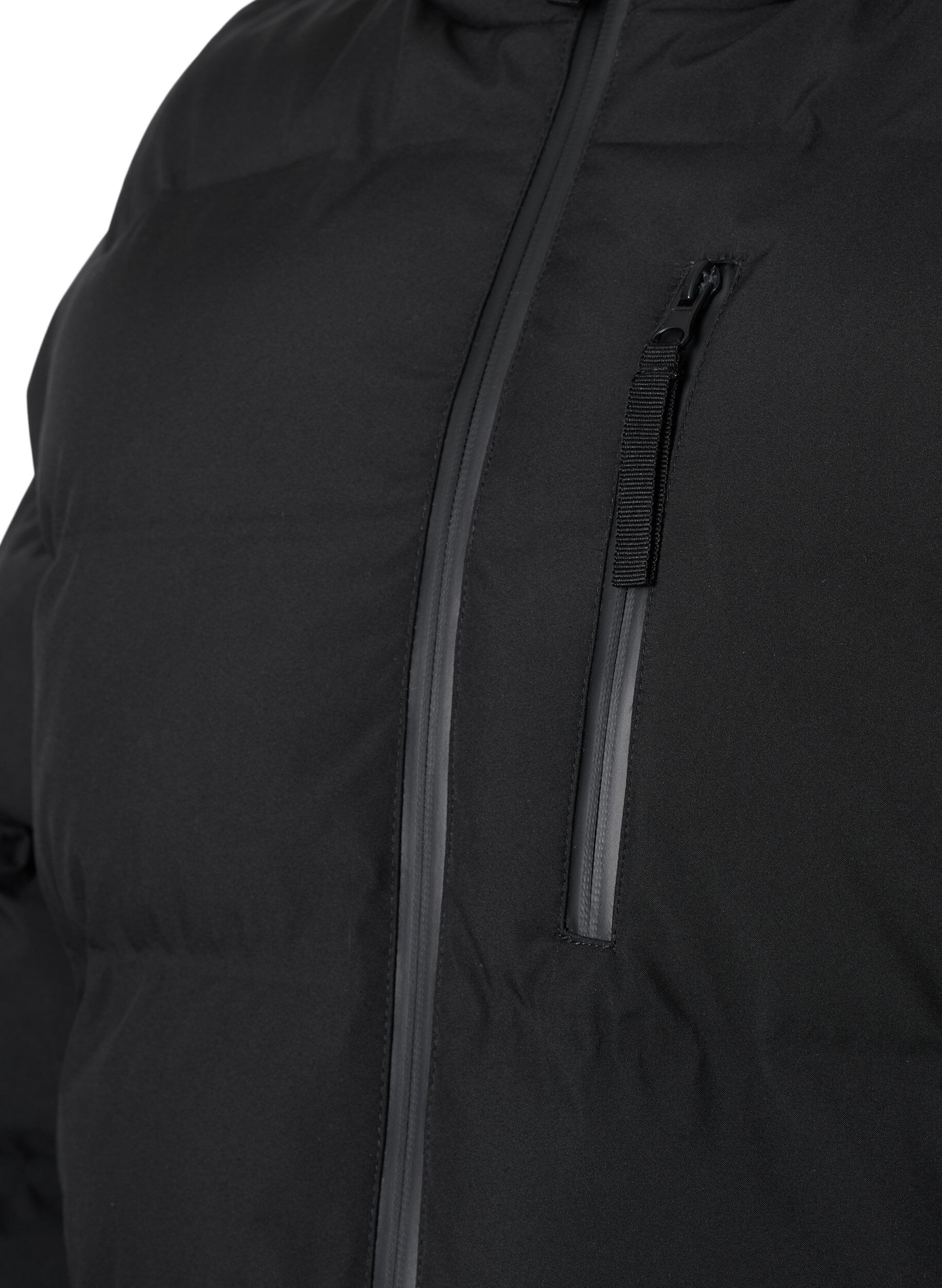 ZizziPuffermantel mit Kapuze und Taschen, Schwarz, Packshot image number 2