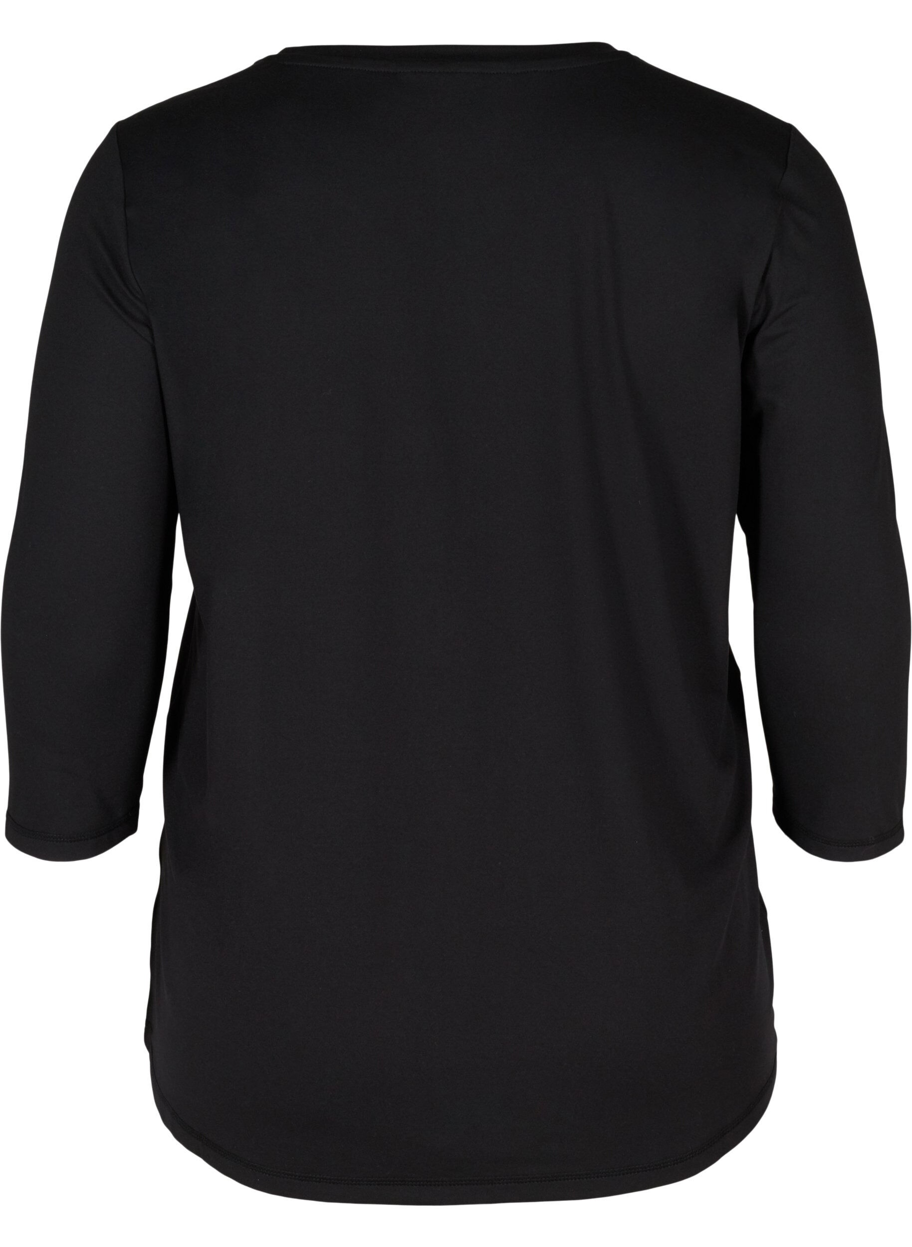 Zizzi Trainingsshirt mit 3/4-&Auml;rmeln, Schwarz, Packshot image number 1