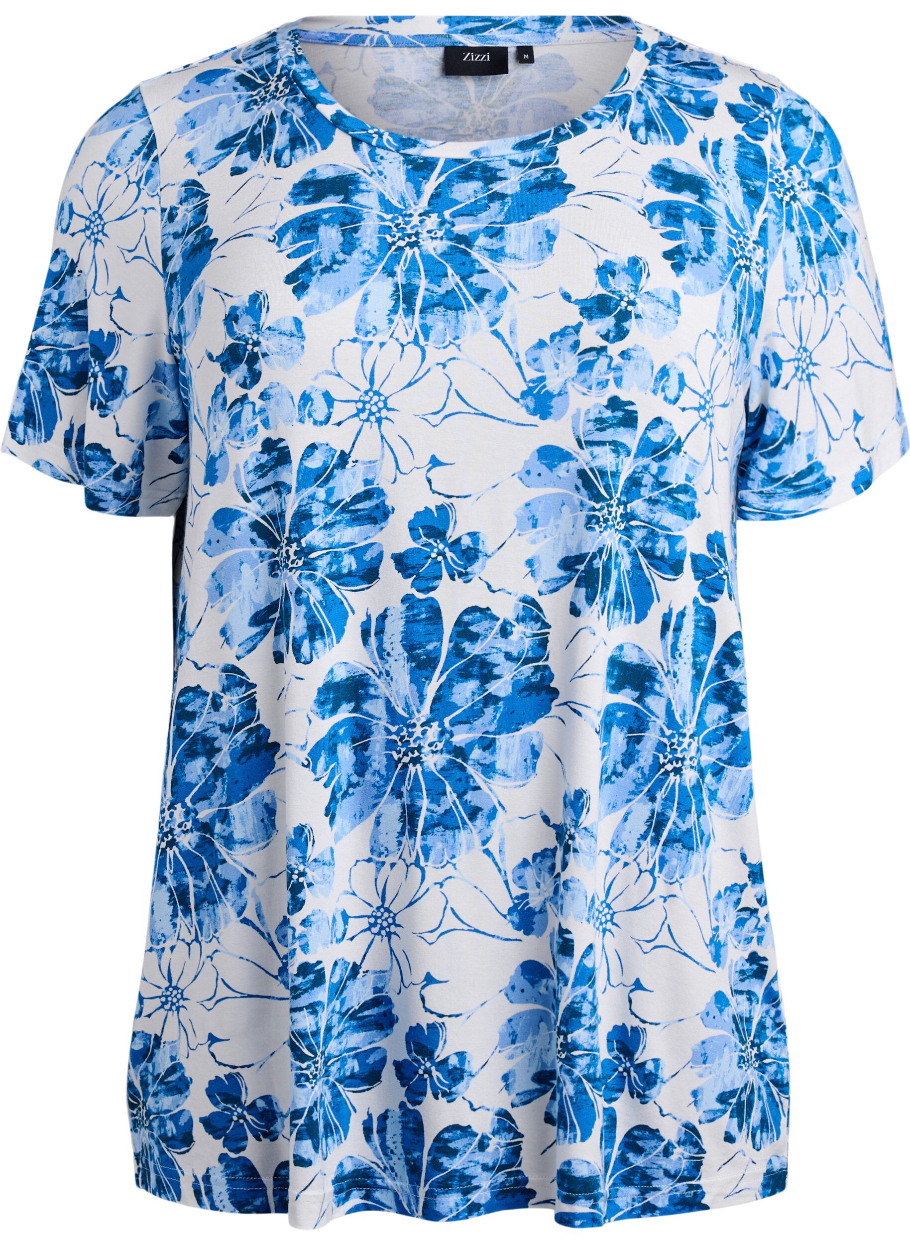Zizzi T-Shirt mit floralem Print, Blau, Packshot image number 0