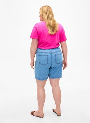 Hohe Taille Denim-Shorts, Light Blue Denim, Model image number 1