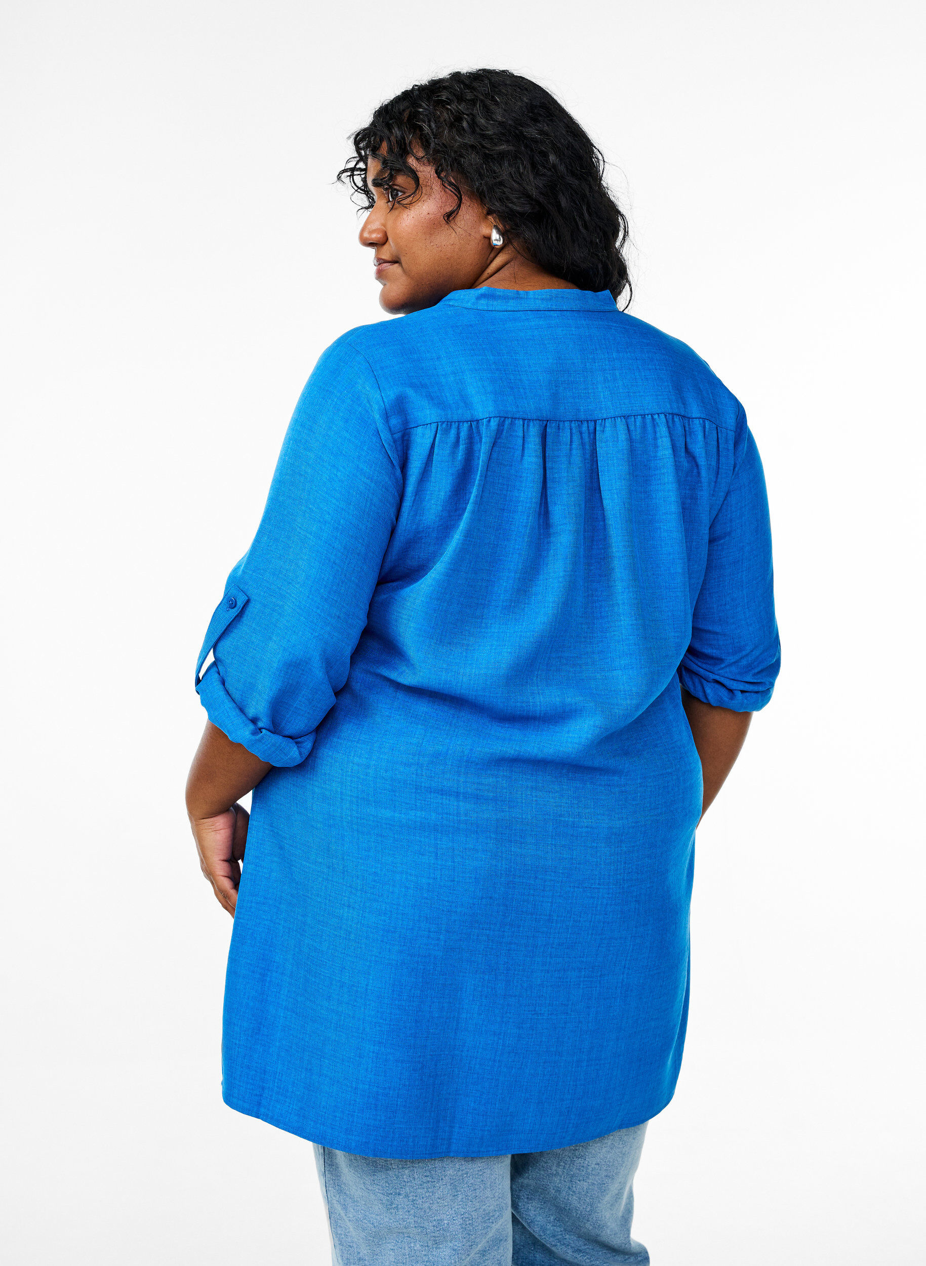 Zizzi Tunika mit Rundhalsausschnitt, Blau, Model image number 2