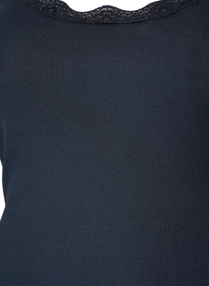 Top mit Spitzensaum, Blau, Packshot image number 2