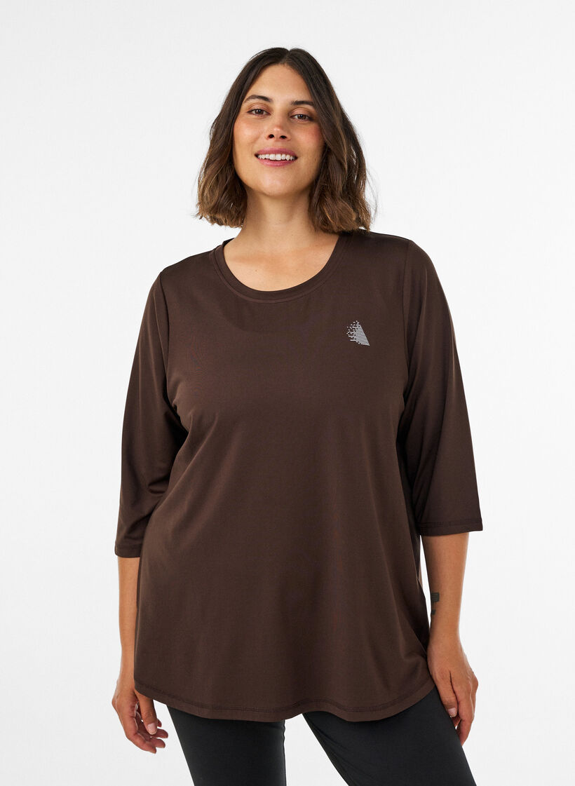 Trainingsshirt mit 3/4-&Auml;rmeln, Braun, Model image number 0