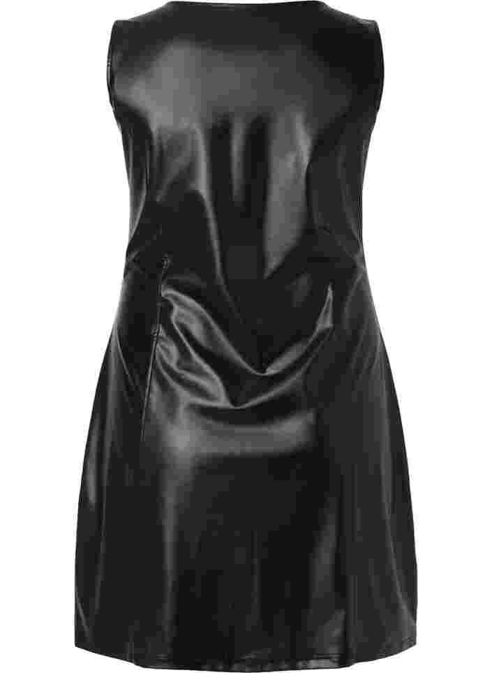 Kunstlederkleid mit Reißverschluss, Black, Packshot image number 1
