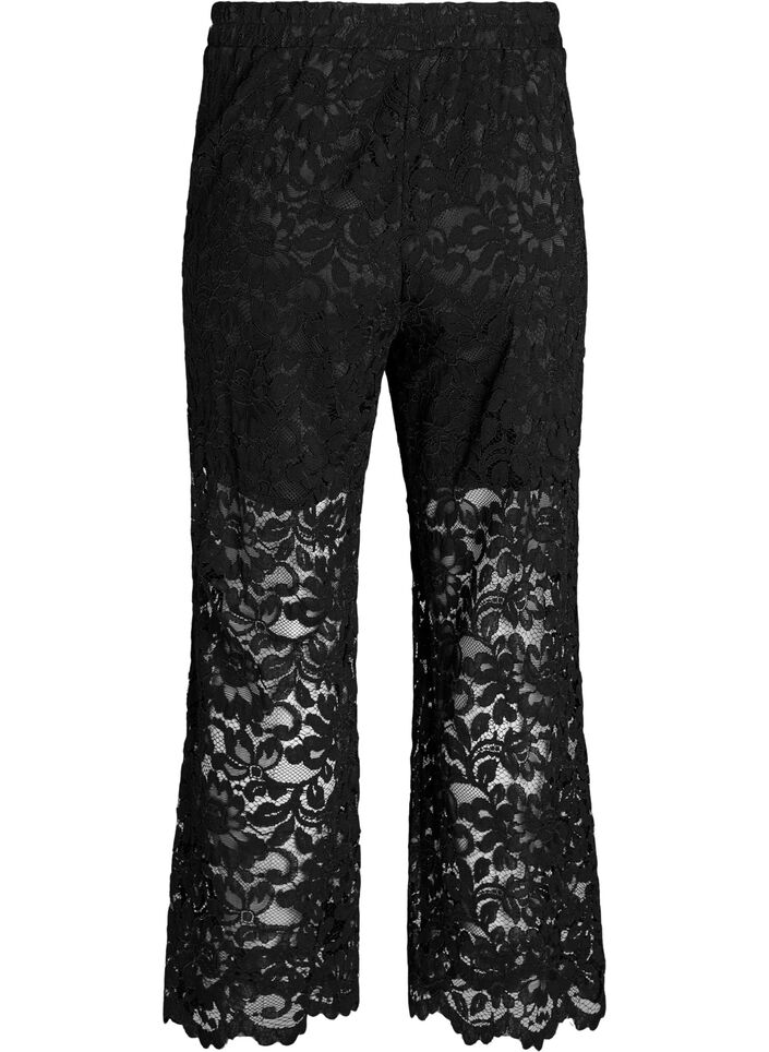 Hoch taillierte Spitzenhose mit geraden Beinen, Schwarz, Packshot image number 1