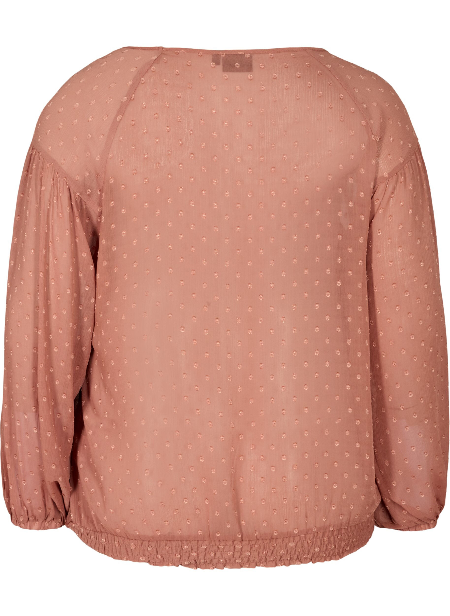 Zizzi Gesmockte Langarm Bluse mit Mesh, Burlwood, Packshot image number 1