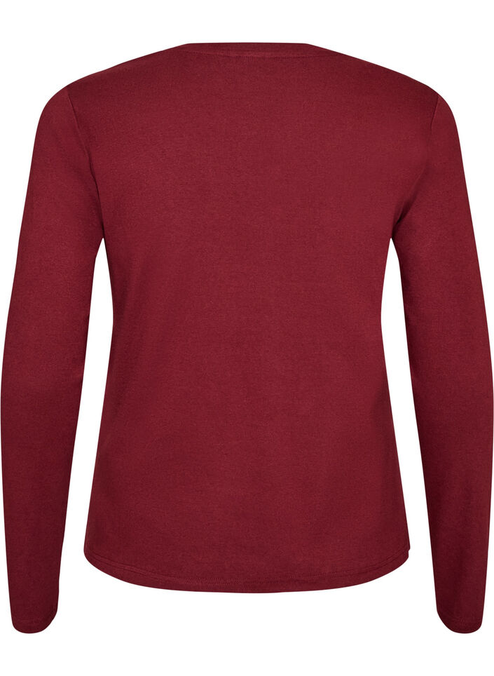 Langarm-Basic-T-Shirt mit Rundhalsausschnitt, Rot, Packshot image number 1
