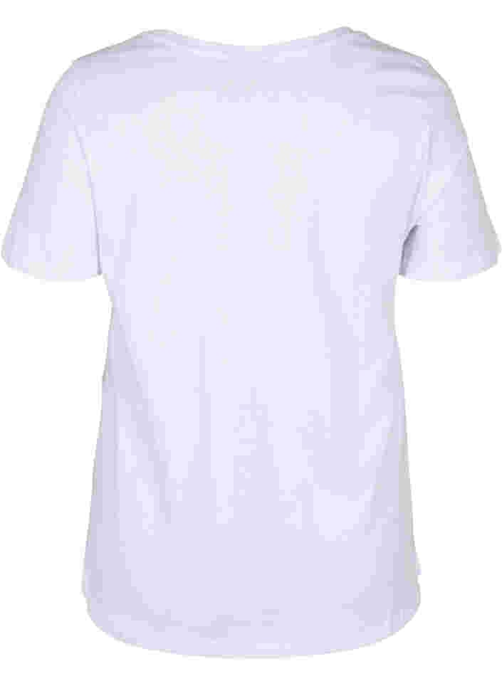 Kurzärmeliges Baumwoll-T-Shirt mit Aufdruck, Bright White LOVE, Packshot image number 1