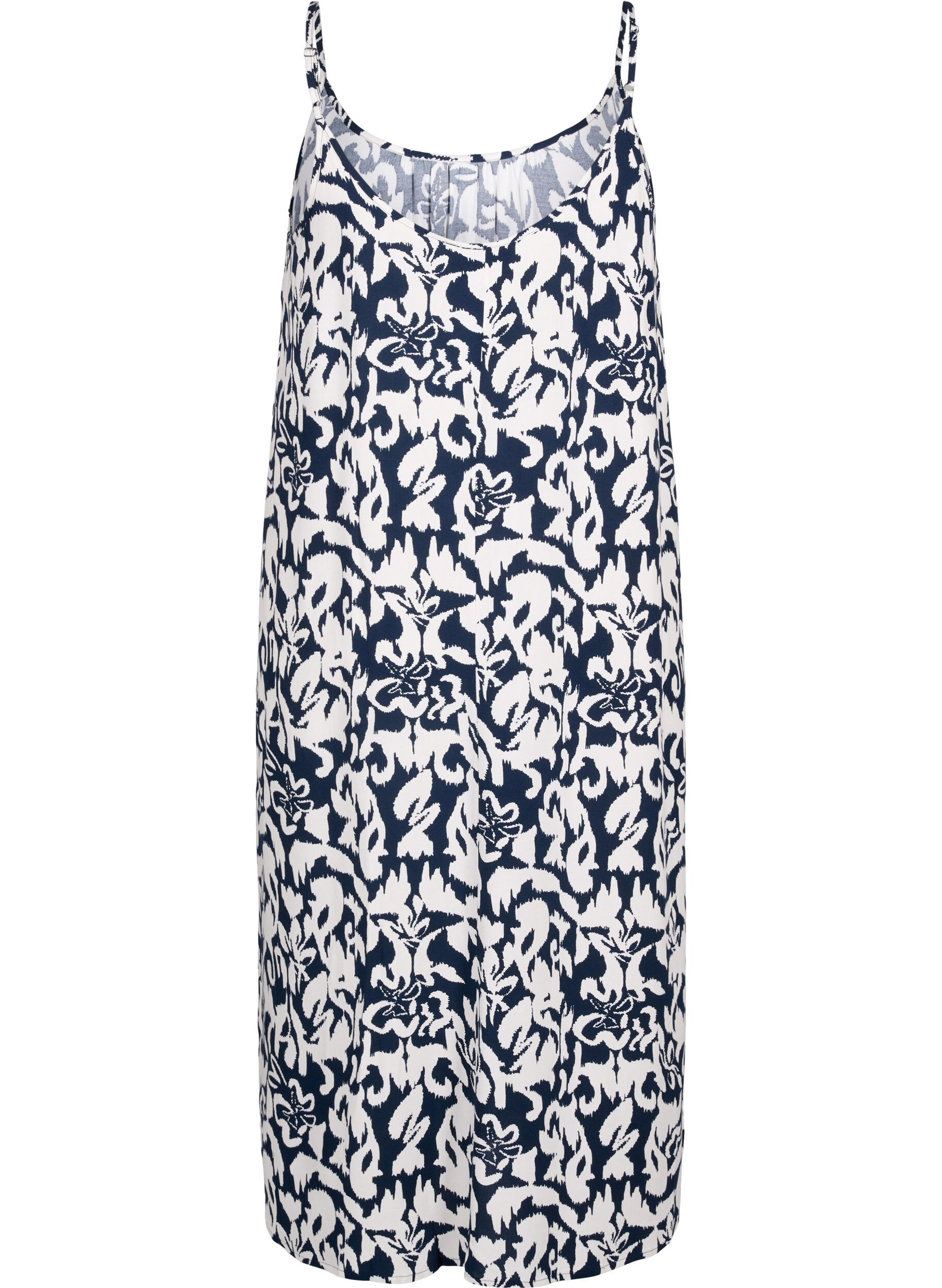 Zizzi Tr&auml;gerkleid aus Viskose mit Print, Navy Bl. Ethnic AOP, Packshot image number 1