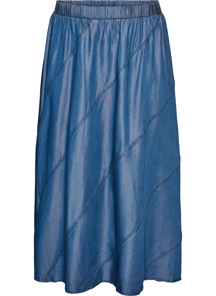 Maxirock in Denim-Optik aus TENCEL&trade; Lyocell, Blau, Packshot image number 0