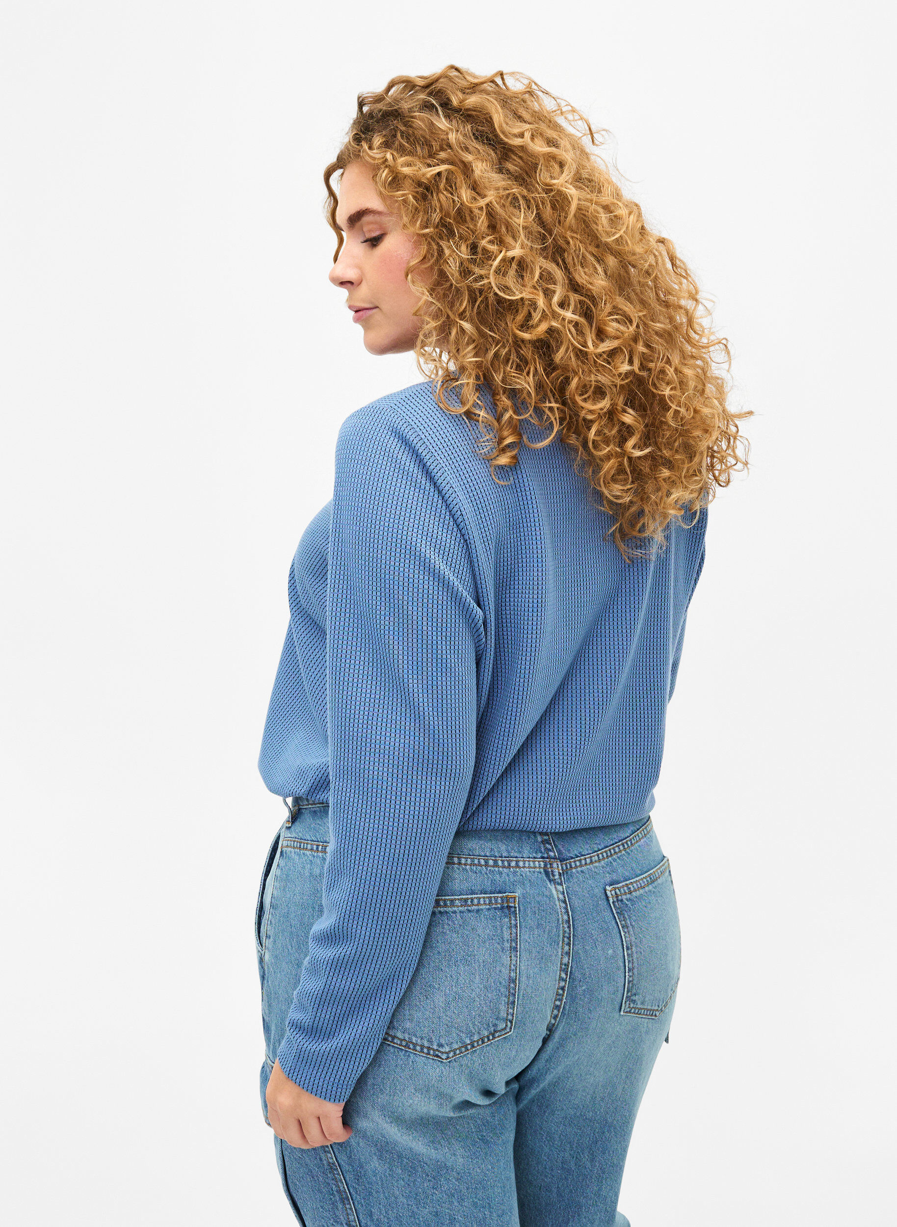 Zizzi Strukturierte Bluse in A-Linie, Quiet Harbor, Model image number 1