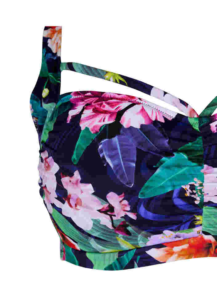 Bikini-BH mit Raffungen und Zierbändern, Flower Print, Packshot image number 2