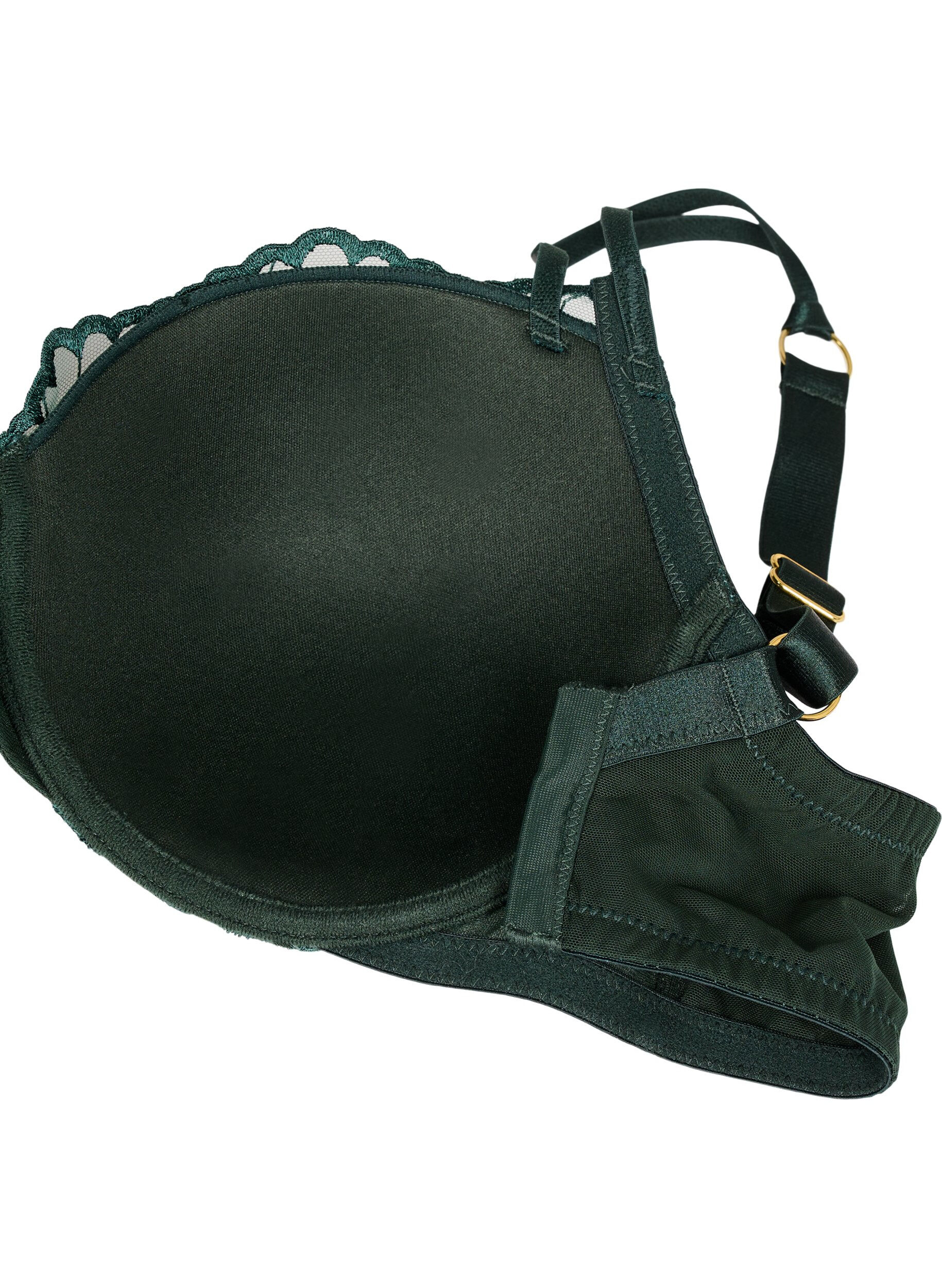 Zizzi Geformter BH mit Stickerei, Gr&uuml;n, Packshot image number 3