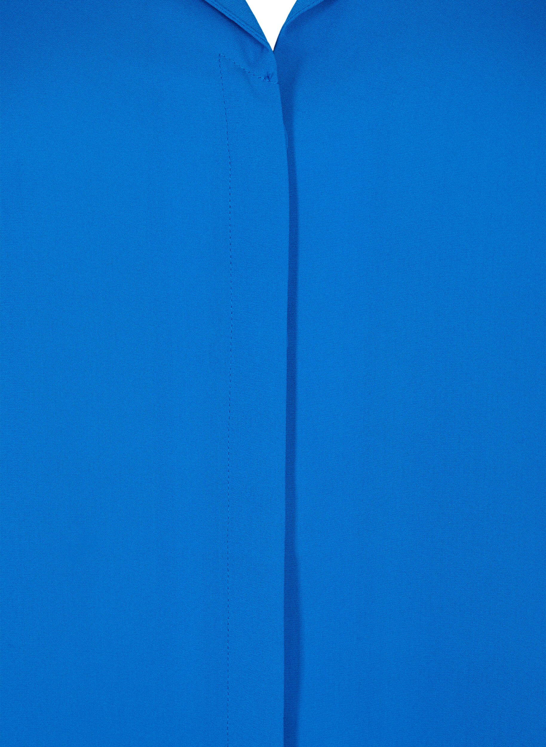 Zizzi Einfarbiges Hemd mit V-Ausschnitt, Princess Blue, Packshot image number 2