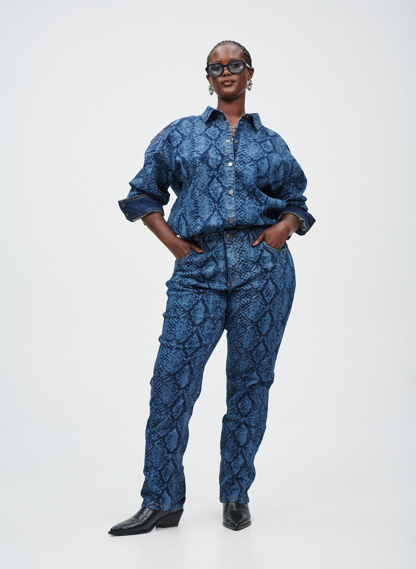 Emily Jeans mit Schlangenprint, Blau, Image image number 0