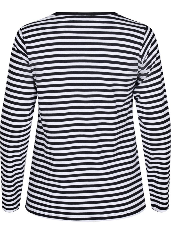 Gestreifte Bluse mit langen &Auml;rmeln, Schwarz, Packshot