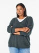 Strickbluse mit V-Ausschnitt und Raglan&auml;rmeln, Gr&uuml;n, Model image number 0