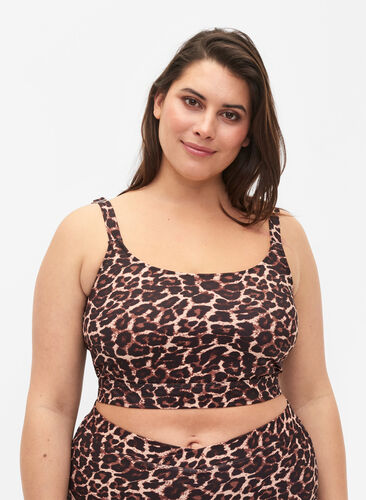 Bedrucktes Bikini-Top mit verstellbaren Trägern, Autentic Leopard, Model image number 0