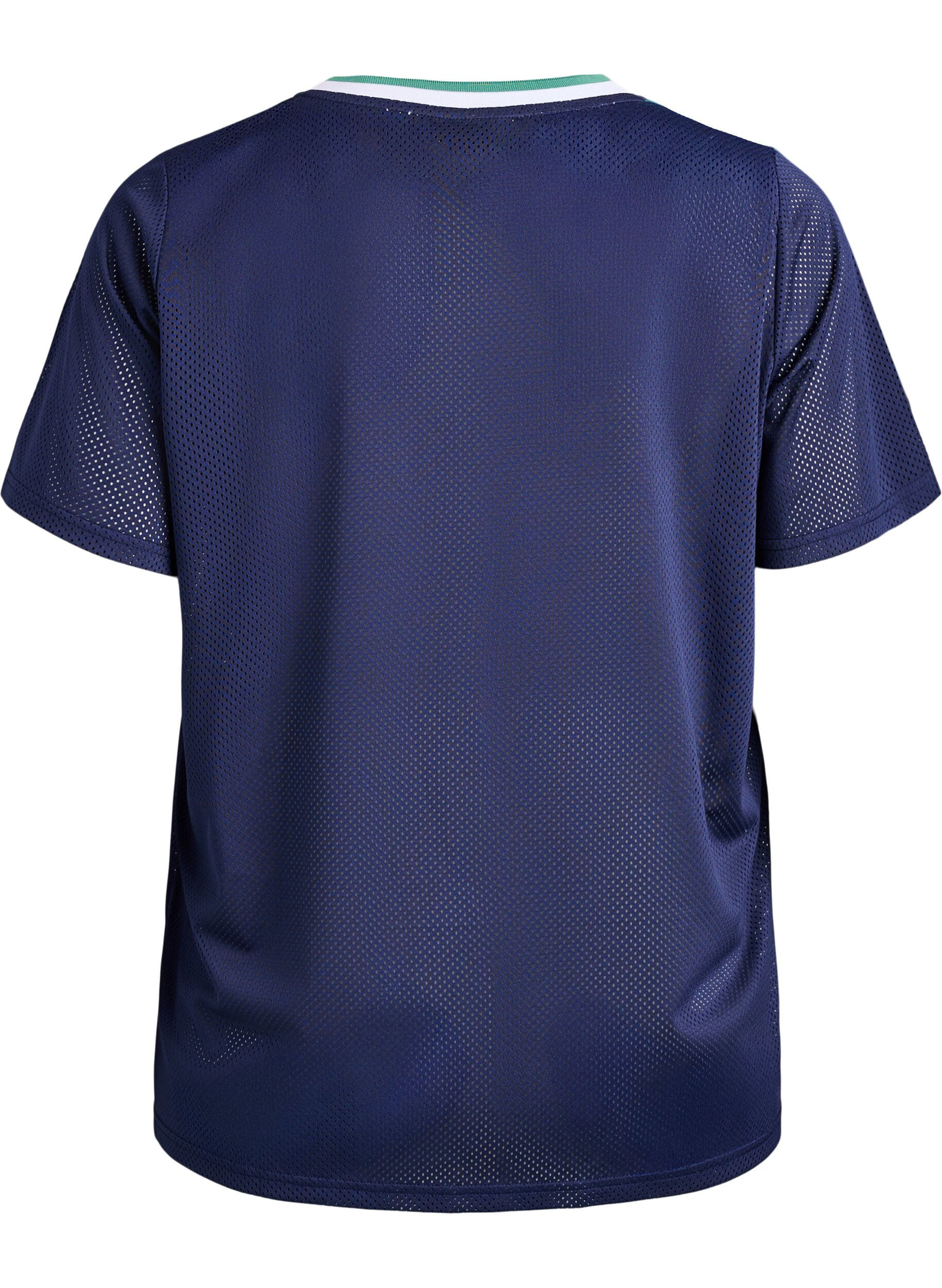 Zizzi Sportliches T-Shirt aus Mesh mit Frontprint, Blau, Packshot image number 1