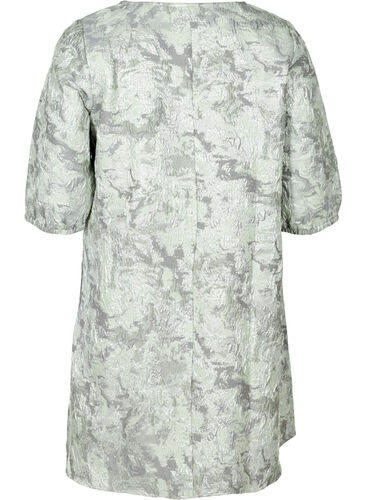 Kleid mit 3/4-Ärmeln und strukturiertem Muster, Light Green ASS, Packshot image number 1