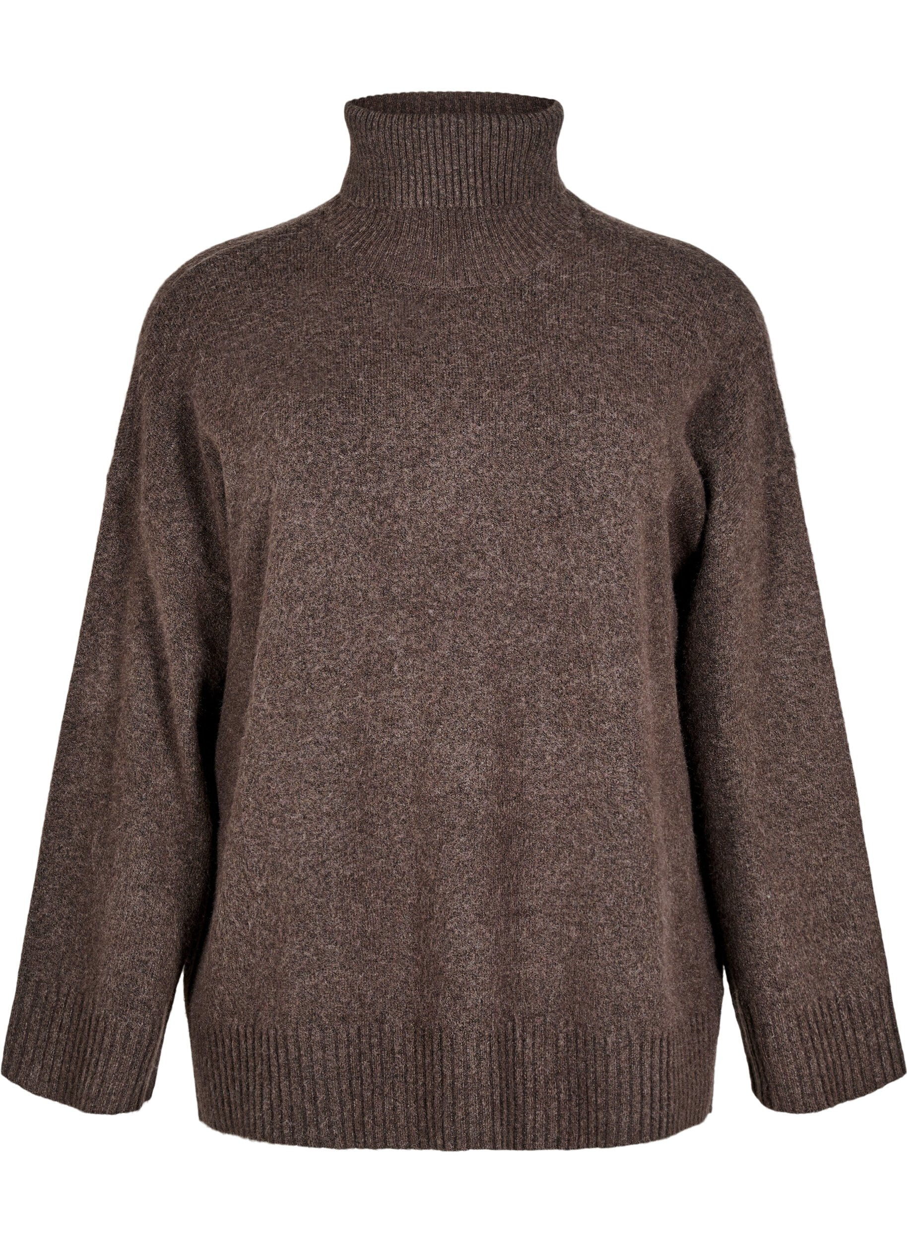 Zizzi Rollkragenpullover aus Strick, Bracken Mel., Packshot image number 0