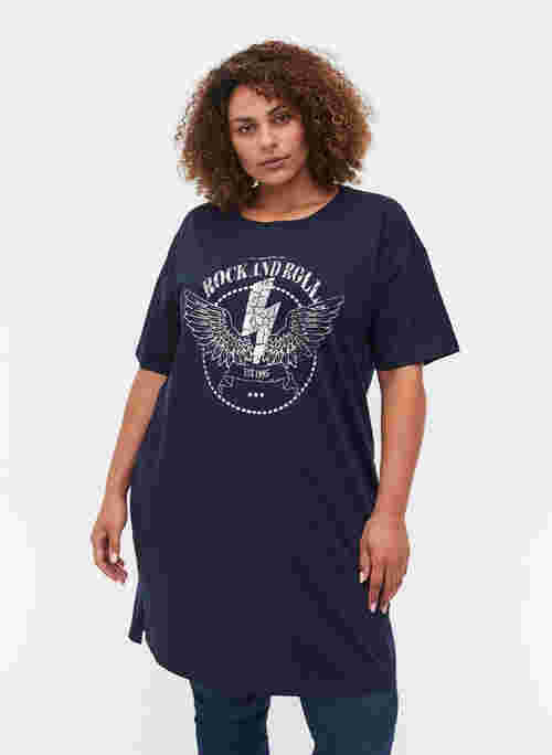T-Shirt-Kleid aus Baumwolle mit Printdetails