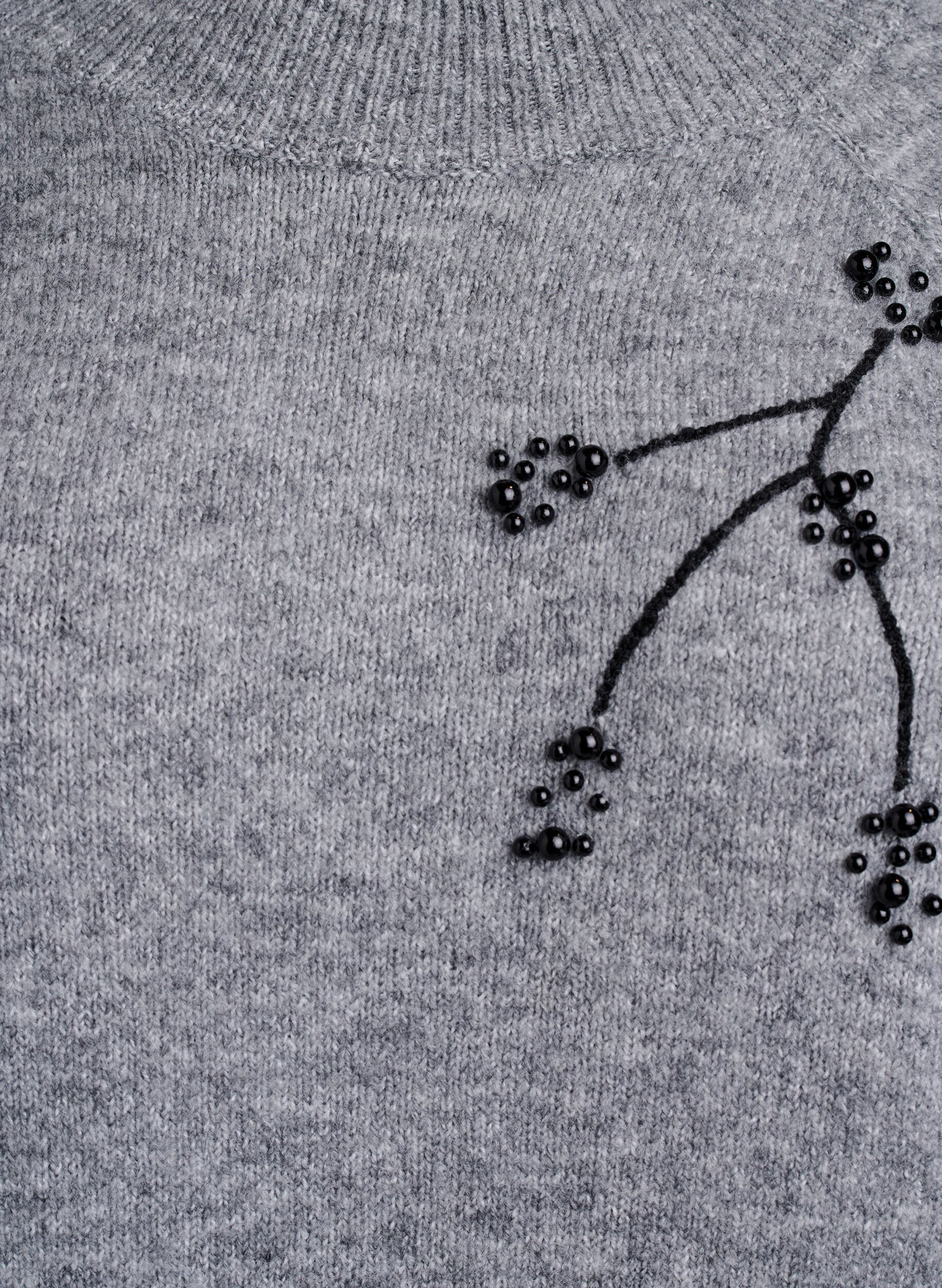 ZizziPullover mit Perlenstickerei, Grau, Packshot image number 2
