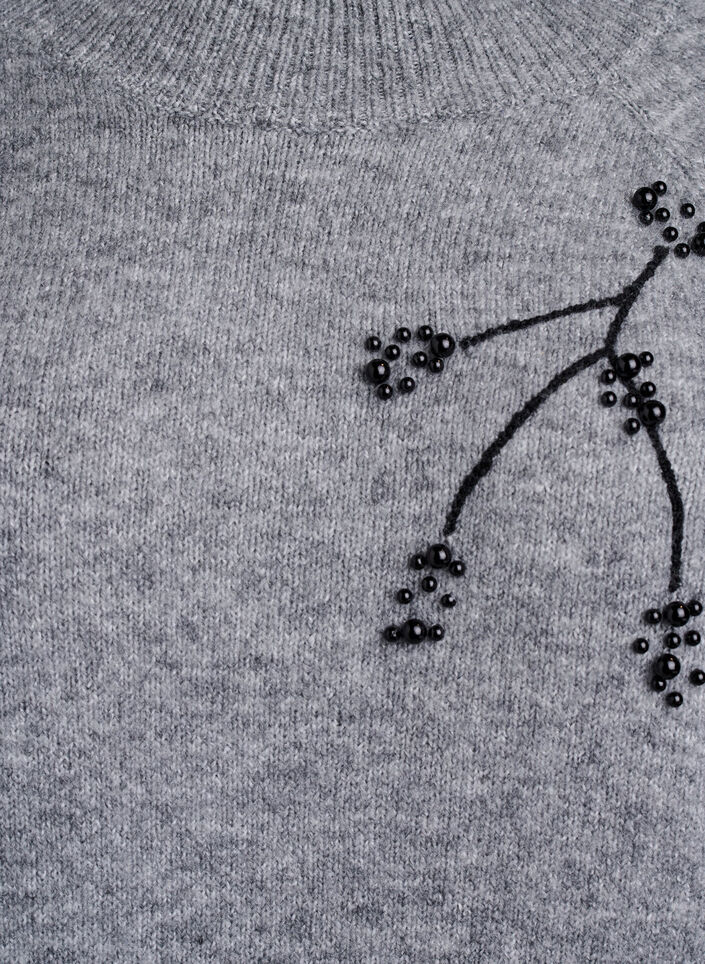 Pullover mit Perlenstickerei, Grau, Packshot image number 2