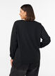 Bluse aus Strick mit V-Ausschnitt und Spitzen, Schwarz, Model image number 2