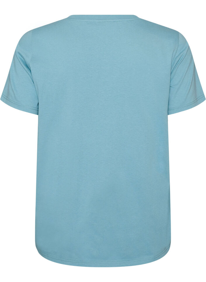 T-Shirt aus Baumwolle mit Print, Blau, Packshot image number 1