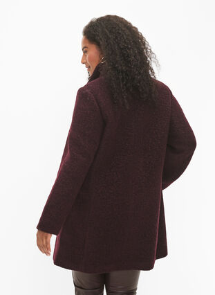 Melange-Bouclé-Mantel mit Reißverschluss - Dunkles Bordeaux - Gr 