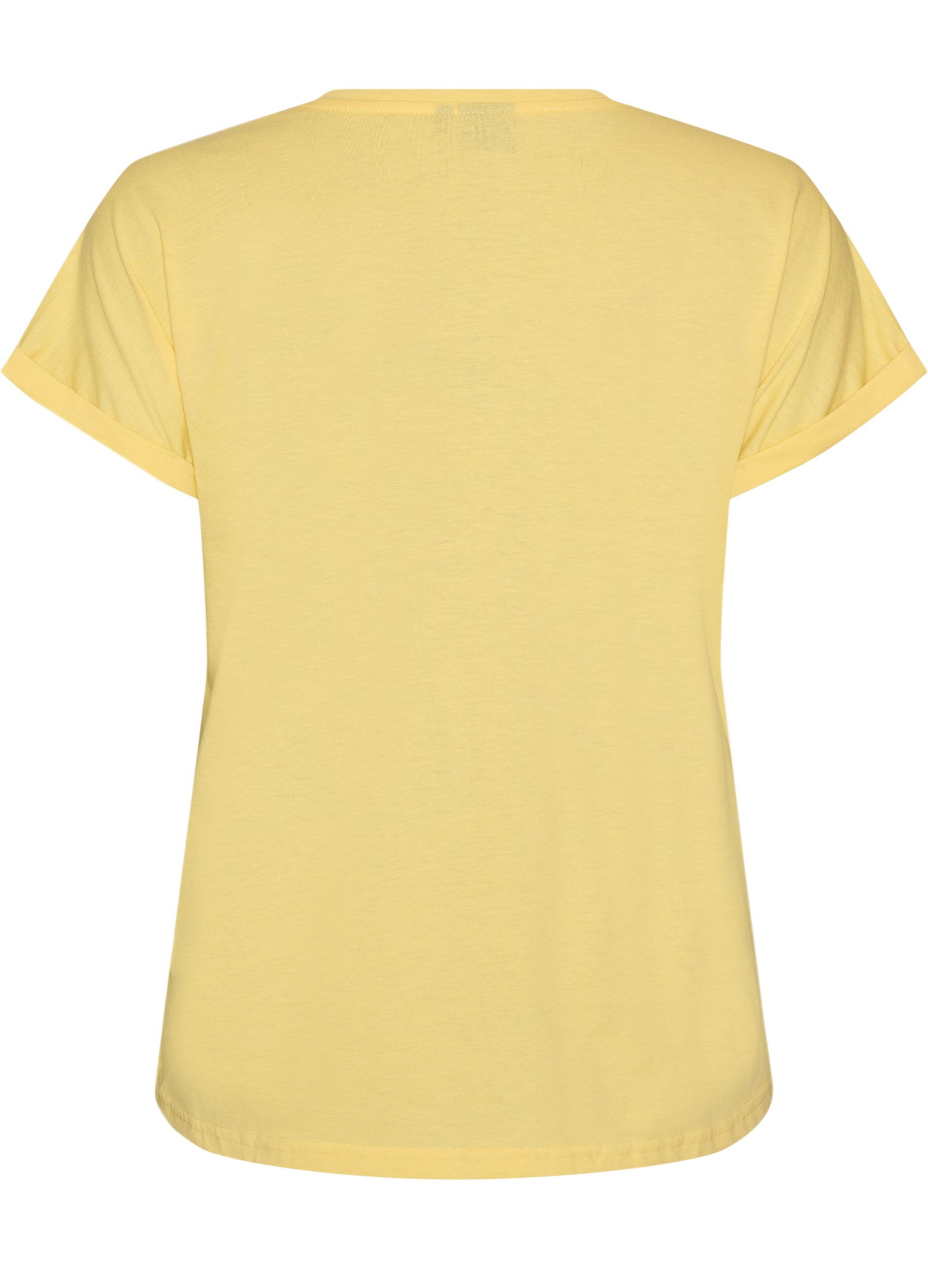 ZizziKurz&auml;rmeliges T-Shirt aus einer Baumwollmischung, Gelb, Packshot image number 1