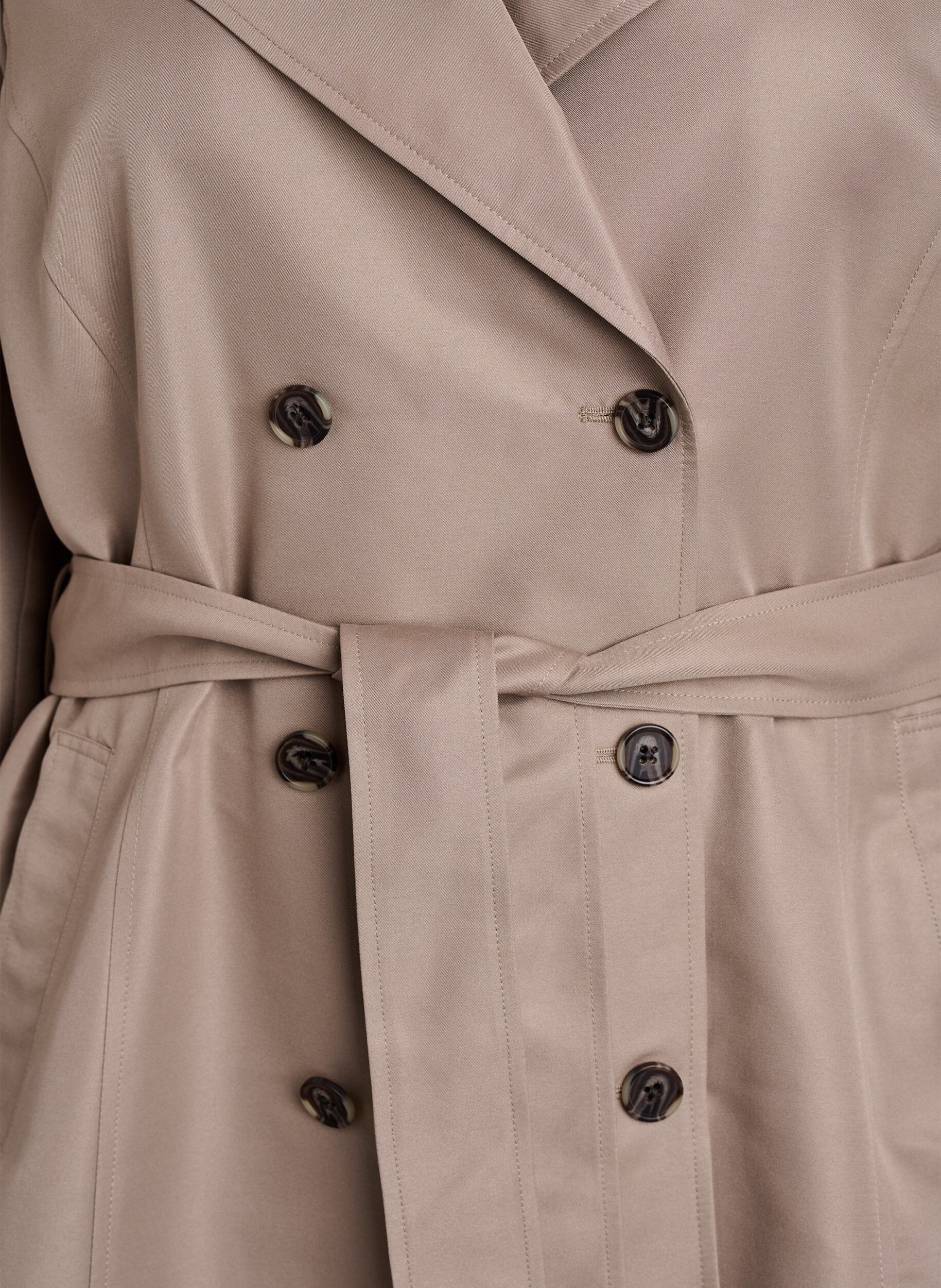 Zizzi Kurzer Trenchcoat mit G&uuml;rtel, Grau, Packshot image number 2