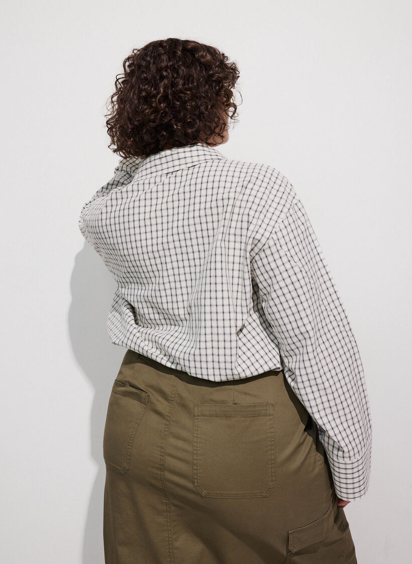 Kariertes Hemd mit Brusttasche, Wei&szlig;, Model image number 2