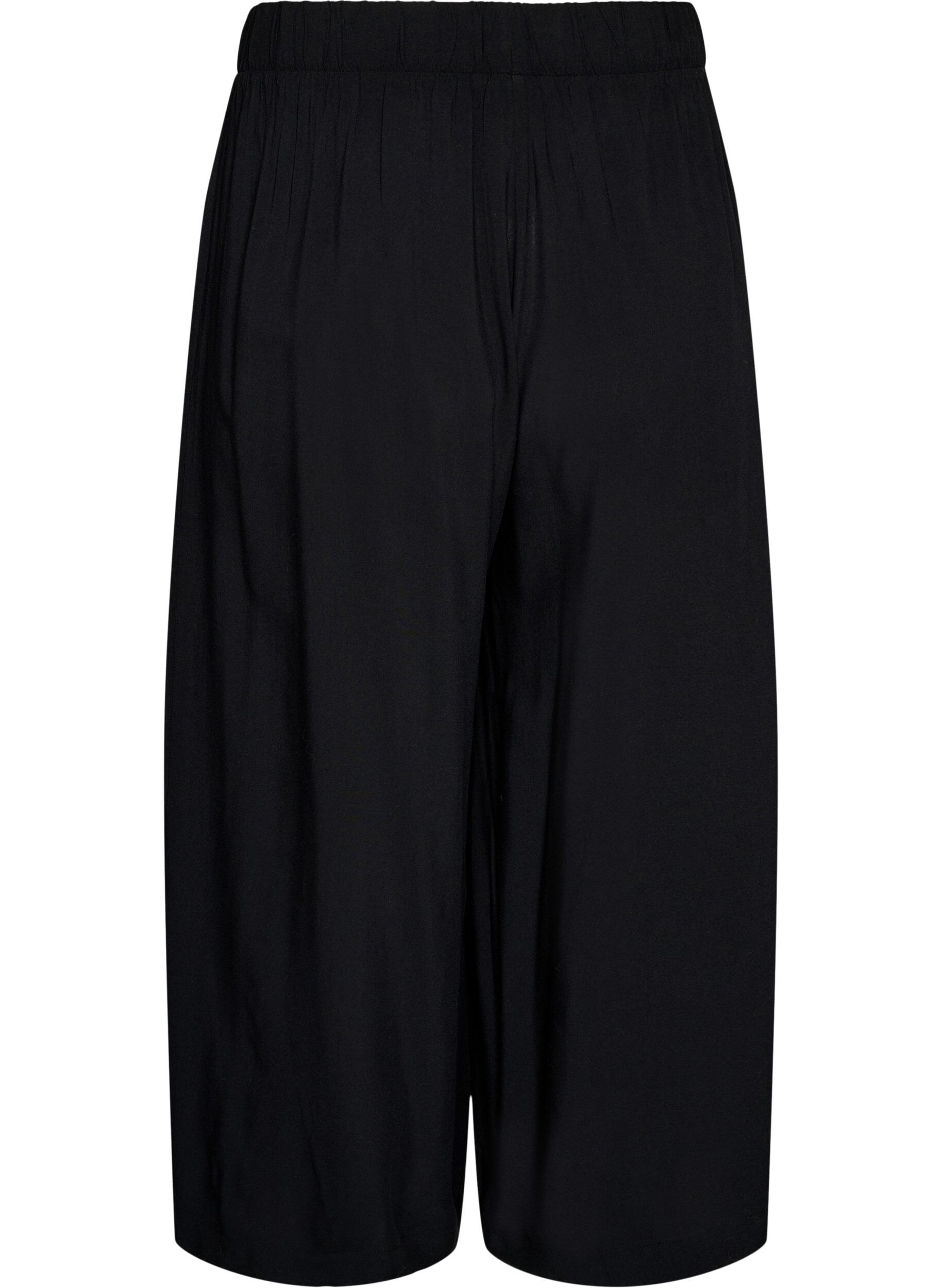 ZizziCulottes aus Viskose mit hoher Taille und weiten Beinen, Schwarz, Packshot image number 1