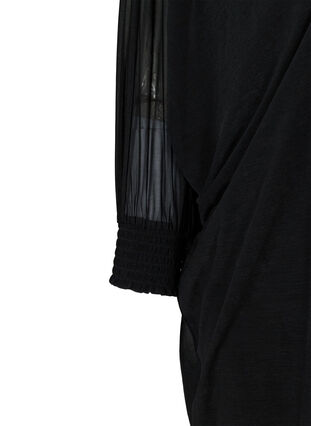 Langarm Kleid mit V-Ausschnitt und Smock, Black, Packshot image number 3