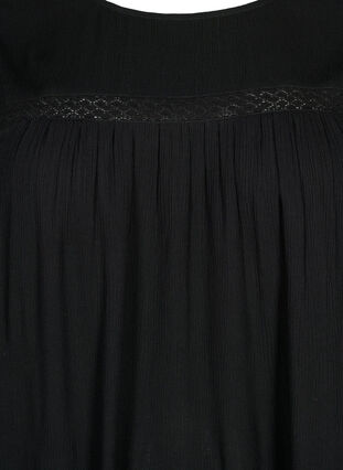 Viskose-Kleid mit Spitzenband, Black, Packshot image number 2